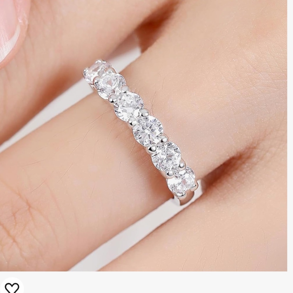 Moissanite 6 Stone Sterling Silver Ring
